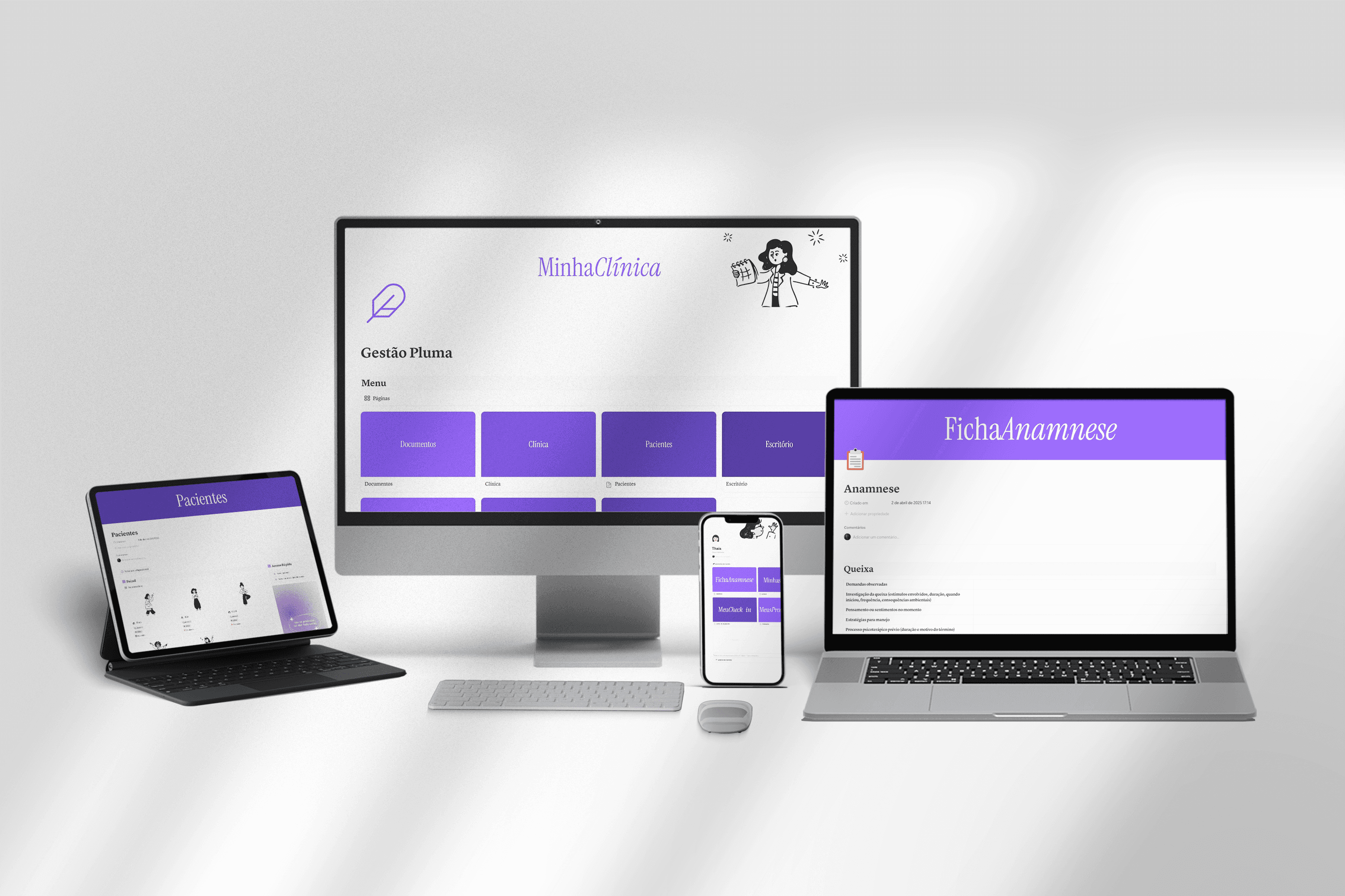 Gestão Pluma em diferentes dispositivos