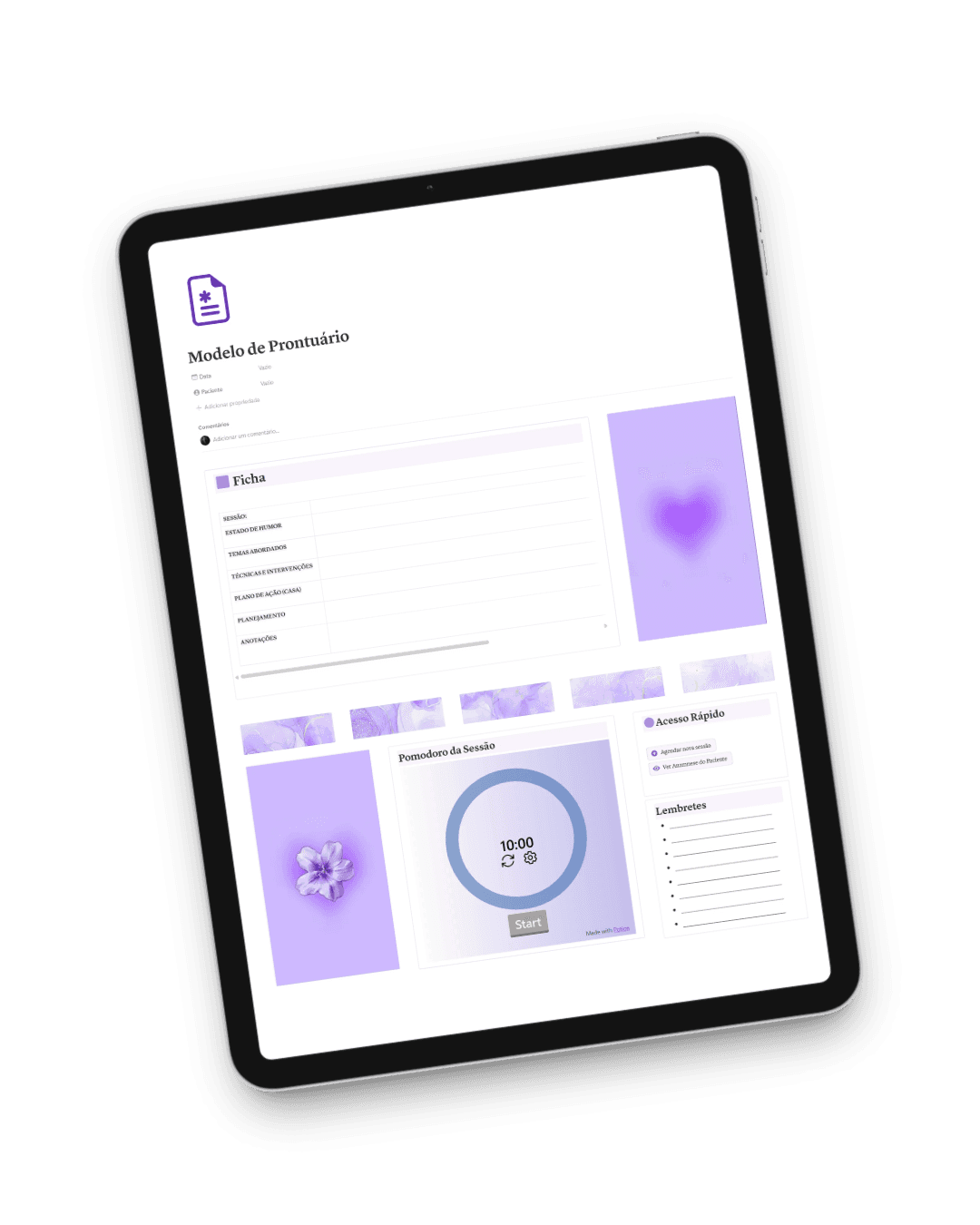 Gestão Pluma no tablet